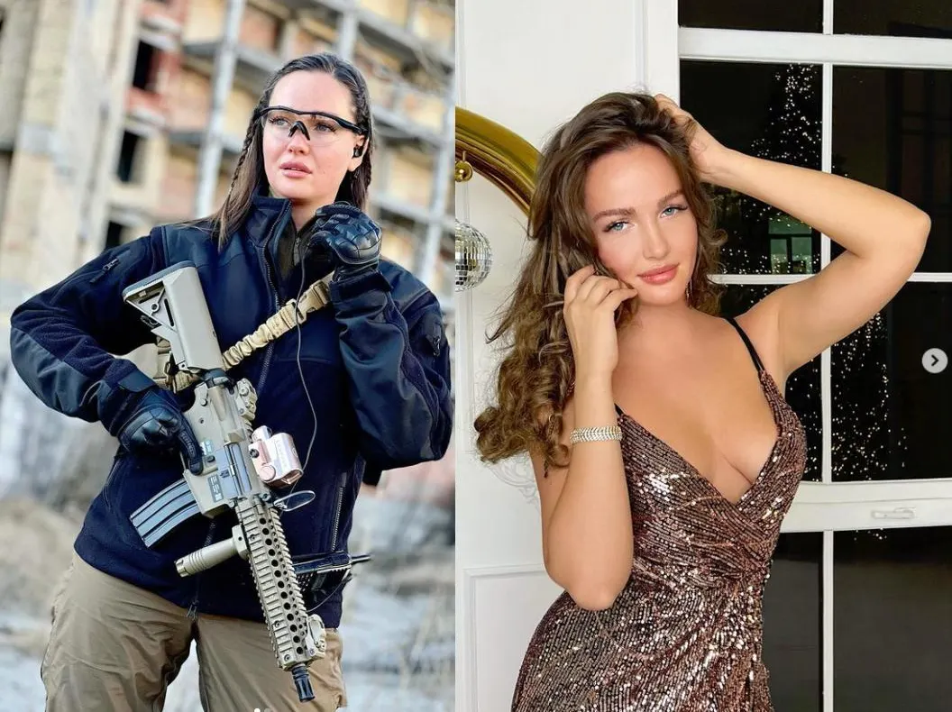 Miss Ucraina a lăsat podiumul de modă și a luat arma în mână