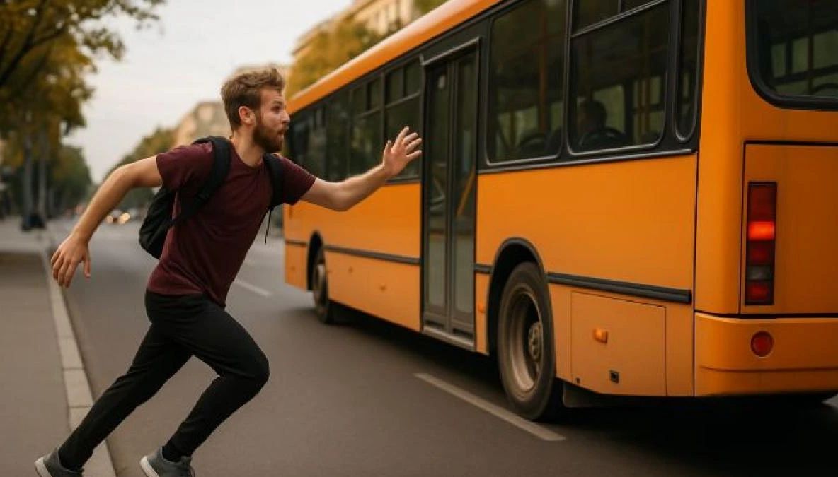 Oamenii care aleargă după autobuz fac de fapt un lucru bun pentru sănătatea lor