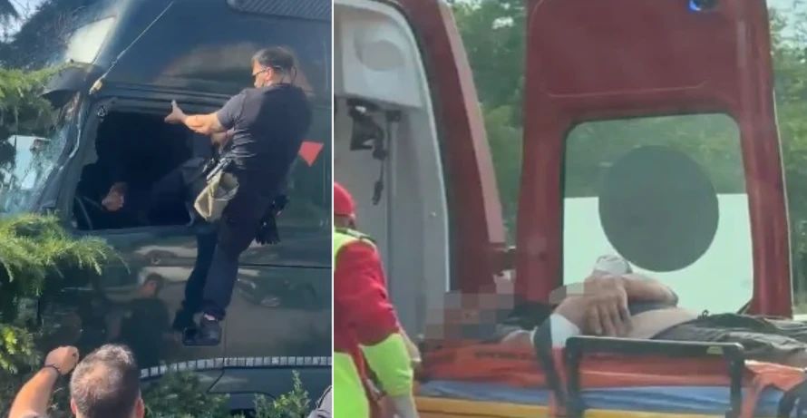 Scene șocante după accidentul de TIR de la Constanța. Șoferul, agresat de poliția locală: „Dă-i pe el! Dă-i la coaste!” - VIDEO