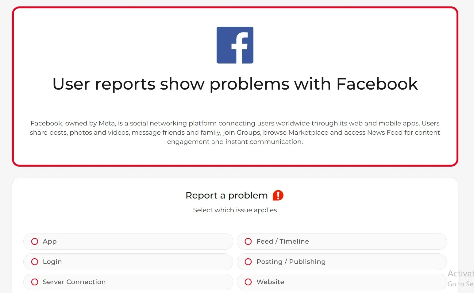 Platforma Facebook are probleme (Downdetector)