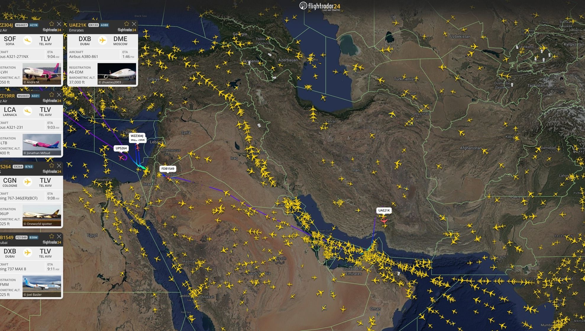 Spațiul aerian din Orientul Mijlociu a fost închis în urma conflictului Israel-Iran