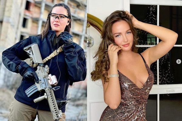 Miss Ucraina a lăsat podiumul de modă și a luat arma în mână